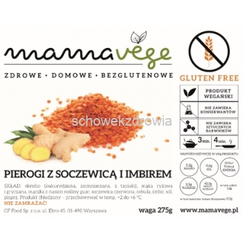 Pierogi z soczewicą i imbirem  bezglutenowe,Wegan 275 g-na zamówienie