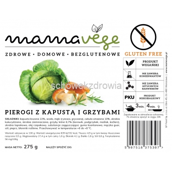 Pierogi z kapustą i grzybami bezglutenowe, Wegan 275 g-na zamówienie